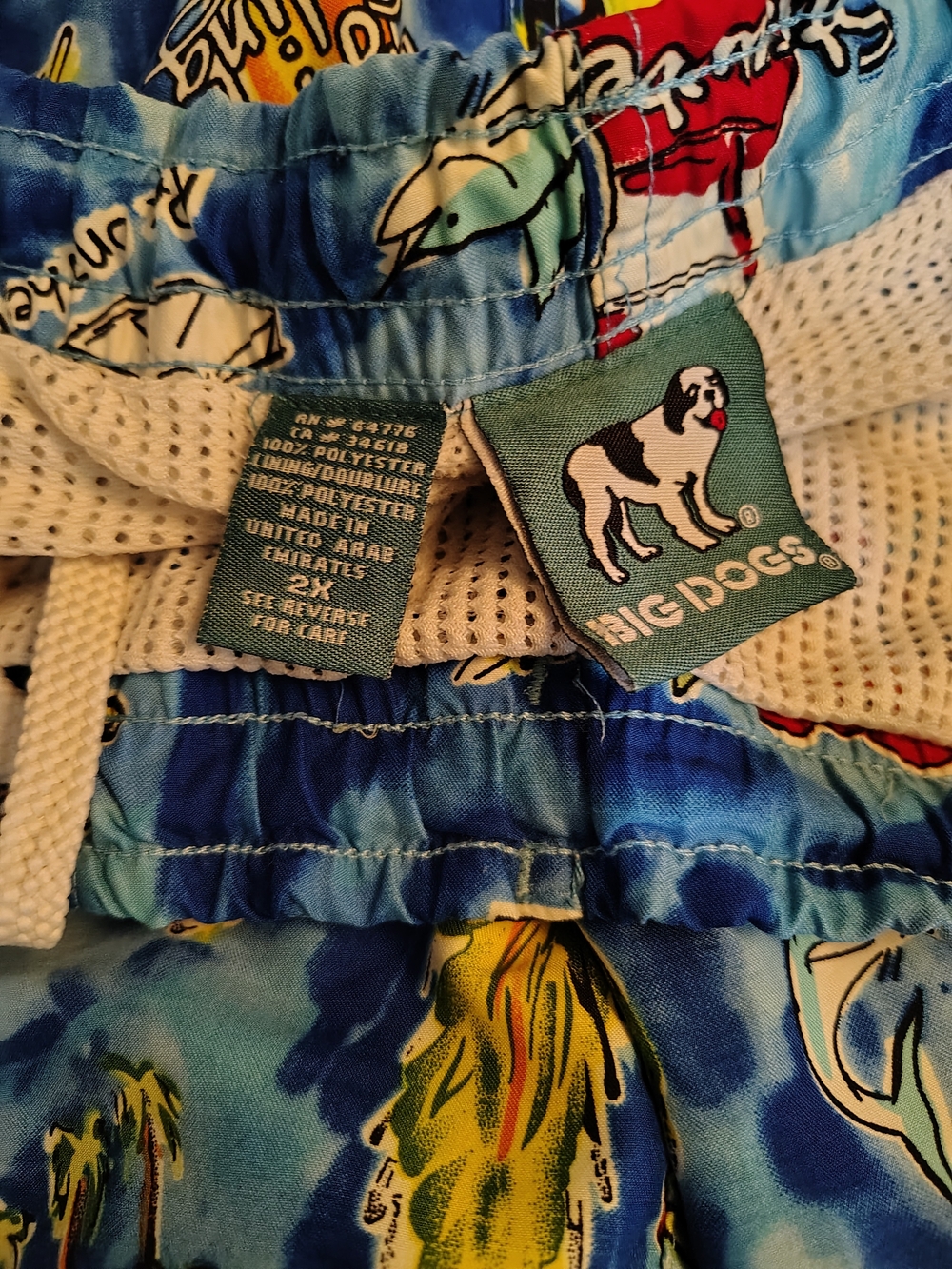 Big Dogs Blue Tropical Print Men's Swim Trunks - Picture 8 of 8